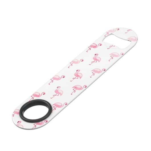 Cool Roze Tropisch Flamingo patroon op Wit Speed Flessenopener (Voorkant Gekanteld)