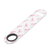 Cool Roze Tropisch Flamingo patroon op Wit Speed Flessenopener (Achterkant Gekanteld)