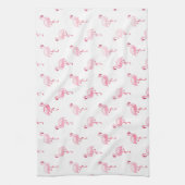 Cool Roze Tropisch Flamingo patroon op Wit Theedoek (Verticaal)