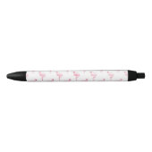 Cool Roze Tropisch Flamingo patroon op Wit Zwarte Inkt Pen (Voorkant)