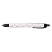 Cool Roze Tropisch Flamingo patroon op Wit Zwarte Inkt Pen (Bodem)