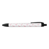 Cool Roze Tropisch Flamingo patroon op Wit Zwarte Inkt Pen (Bovenkant)