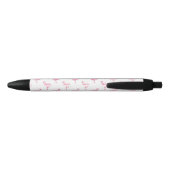 Cool Roze Tropisch Flamingo patroon op Wit Zwarte Inkt Pen (Achterkant)