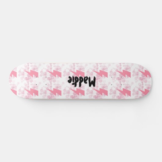 Cool Roze & Wit Verlichting Ontwerp Meisjes Aangep Persoonlijk Skateboard (Horizontaal)
