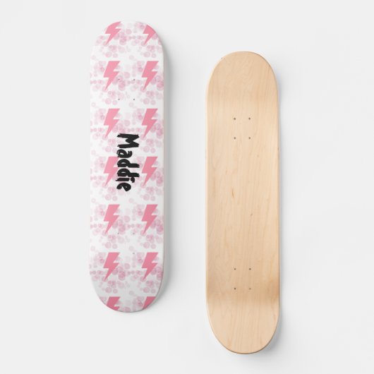 Cool Roze & Wit Verlichting Ontwerp Meisjes Aangep Persoonlijk Skateboard (Voorkant)