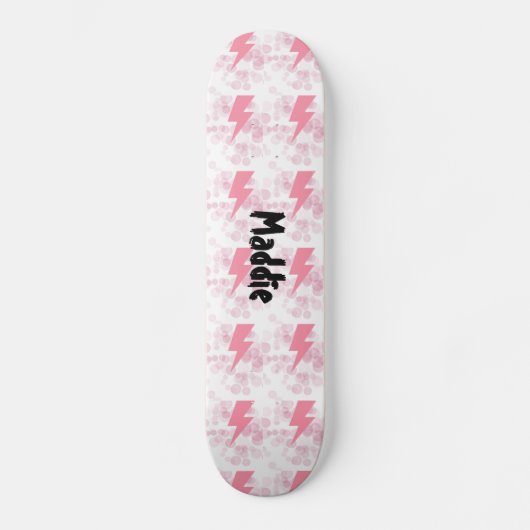 Cool Roze & Wit Verlichting Ontwerp Meisjes Aangep Persoonlijk Skateboard (Voorkant)
