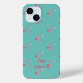Cool Roze "XOXO" Harten Gelukkige Valentijnsdag iPhone 15 Case