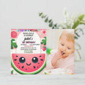 Cool roze zomer een in een meloen eerste 1e verjaa kaart (Staand voorkant)