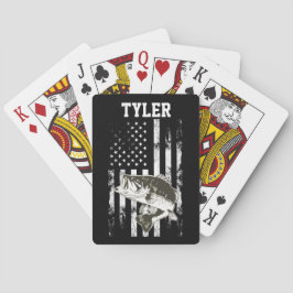 Cool Rugged American Flag Largemouth Bass Vist Pokerkaarten