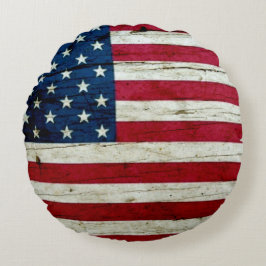 Cool Rustic American Flag Rond Kussen