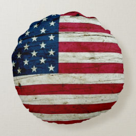 Cool Rustic American Flag Rond Kussen