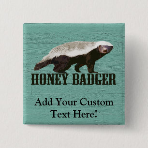 Cool Rustic Honey Badger Vierkante Button 5,1 Cm