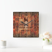 Cool Rustic-klok op maat van JOUW TEKST Vierkante Klok (Huis)
