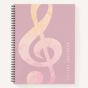 Cool Rustic Pink Grunge Muziek Art Monogram Naam Notitieboek