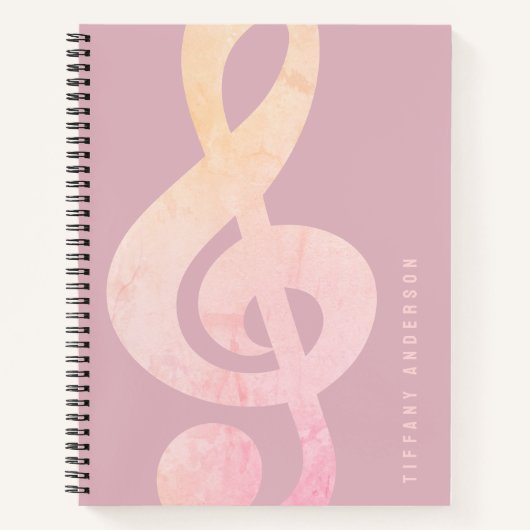 Cool Rustic Pink Grunge Muziek Art Monogram Naam Notitieboek (Voorkant)
