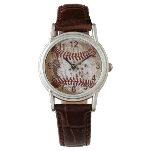 Cool rustiek BASEBALL horloge in vele stijlen (Voorkant)