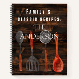 Cool rustiek houten Familie's klassiek recept Notitieboek