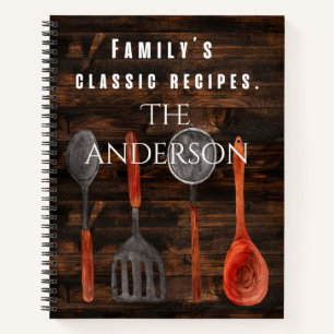 Cool rustiek houten Familie's klassiek recept Notitieboek