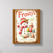 Cool rustieke kunst Winter café Bruine achtergrond Canvas Afdruk (Voorkant)