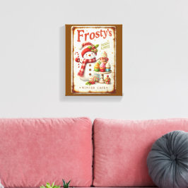 Cool rustieke kunst Winter café Bruine achtergrond Canvas Afdruk