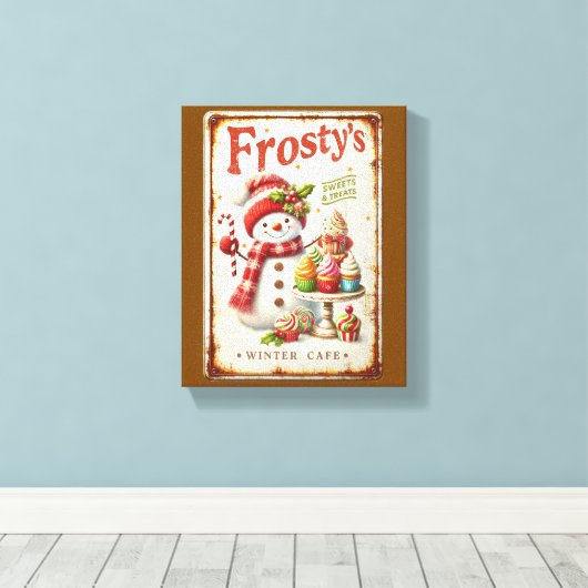 Cool rustieke kunst Winter café Bruine achtergrond Canvas Afdruk (Insitu (Houten vloer))