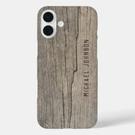 Cool rustieke oude hout Gepersonaliseerd naam iPhone 16 Plus Hoesje