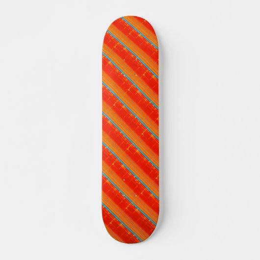 Cool Rustisch Blauw Oranje Gele Rode Stripes Persoonlijk Skateboard (Voorkant)