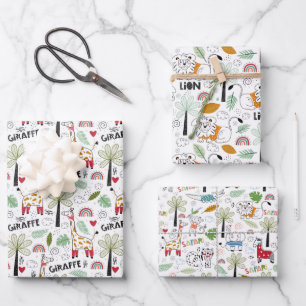 Cool Safari Oerwoud getild Inpakpapier Vel