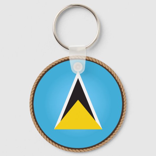 Cool Saint Lucia-vlaggenzegel Sleutelhanger (Voorkant)