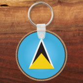 Cool Saint Lucia-vlaggenzegel Sleutelhanger (Voorkant)