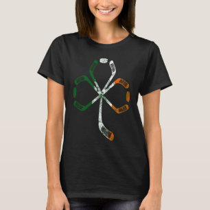 Cool Saint Patrick's Hockey Shamrock Ireland Flag T-shirt