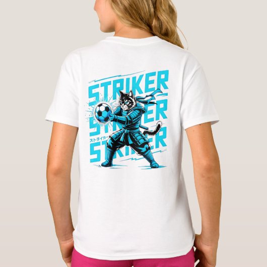  Cool Samurai Cat Soccer Striker - Gift for soccer T-shirt (Achterkant)