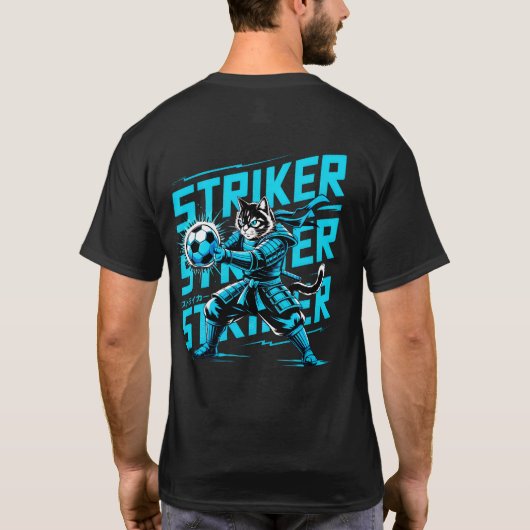 Cool Samurai Cat Soccer Striker - Gift for soccer T-shirt (Achterkant)