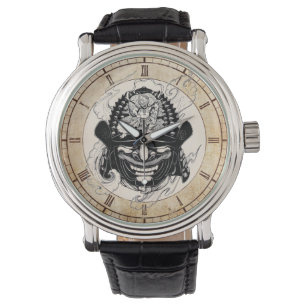 Cool samurai demon masker helm tattoo horloge