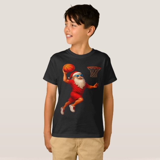 Cool Santa Basketball Player Dunking Xmas Christma T-shirt (Voorkant volledig)