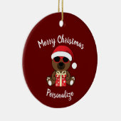 Cool Santa Beer kerstcadeau Rood Personaliseren Keramisch Ornament (Rechts)