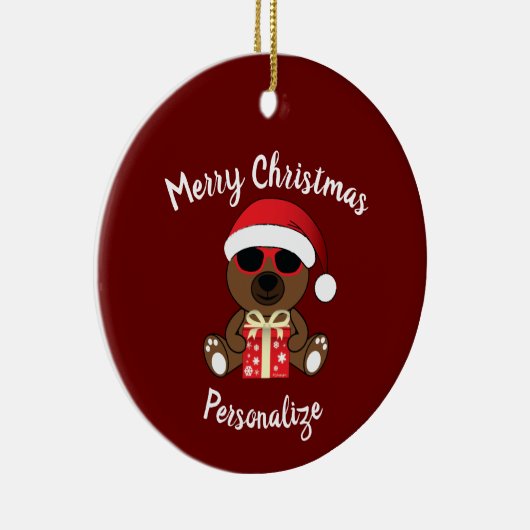 Cool Santa Beer kerstcadeau Rood Personaliseren Keramisch Ornament (Rechts)