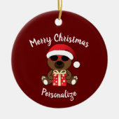 Cool Santa Beer kerstcadeau Rood Personaliseren Keramisch Ornament (Voorkant)