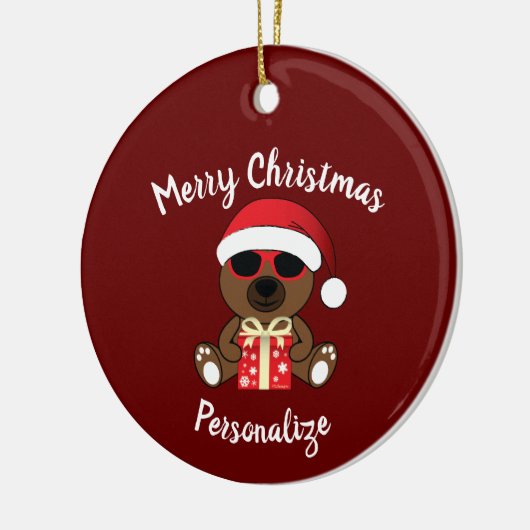 Cool Santa Beer kerstcadeau Rood Personaliseren Keramisch Ornament (Links)
