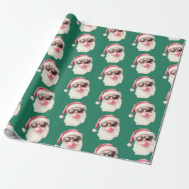 Cool Santa Bubble Gum Sunglasses Christmas Green Cadeaupapier