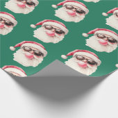 Cool Santa Bubble Gum Sunglasses Christmas Green Cadeaupapier (Hoek)