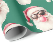 Cool Santa Bubble Gum Sunglasses Christmas Green Cadeaupapier (Rol Hoek)