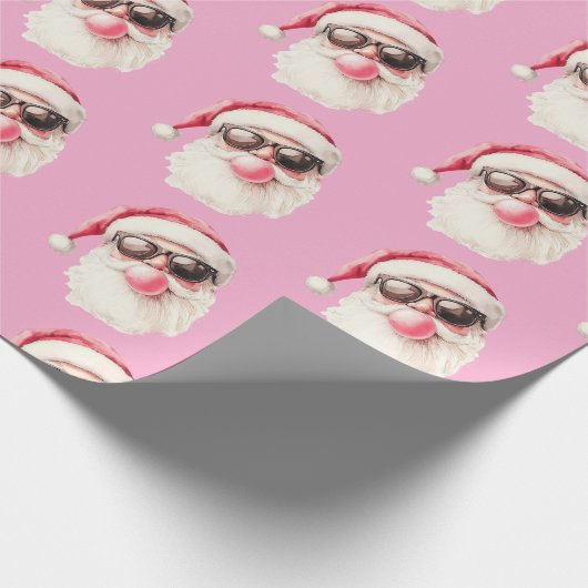 Cool Santa Bubble Gum Sunglasses Christmas Pink Cadeaupapier (Hoek)