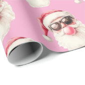 Cool Santa Bubble Gum Sunglasses Christmas Pink Cadeaupapier (Rol Hoek)