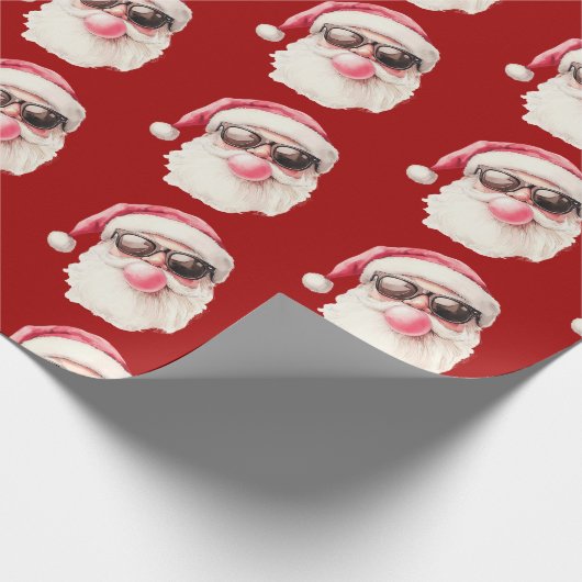Cool Santa Bubble Gum Sunglasses Christmas Red Cadeaupapier (Hoek)