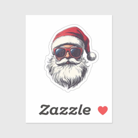 Cool Santa Claus Face Retro Sunglasses Christmas M Sticker (Vel)