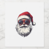 Cool Santa Claus Face Retro Sunglasses Christmas M Wijn Etiket (Enkel label)
