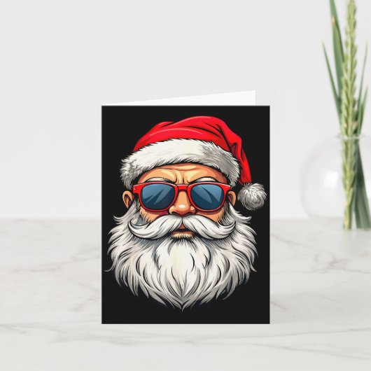 Cool Santa Claus Face Retro Sungles Christmas Men  Kaart (Voorkant)
