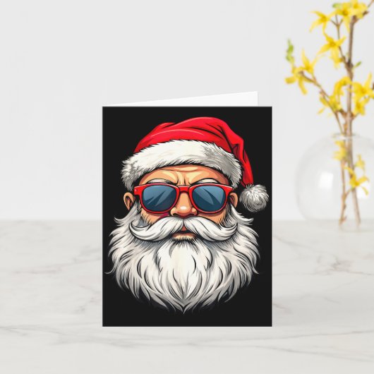 Cool Santa Claus Face Retro Sungles Christmas Men  Kaart (Gele Bloem)