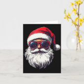 Cool Santa Claus Face Retro Sungles Christmas Men  Kaart (Gele Bloem)